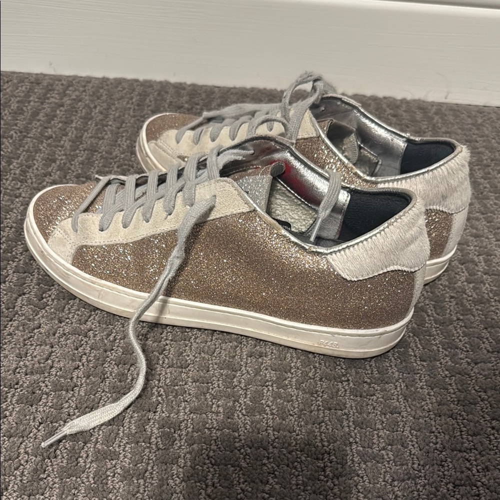 Glittery Silver and Brown Sneakers